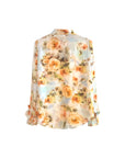 Dimensional floral long-sleeve commuter blouse back view