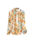 Dimensional floral long-sleeve commuter blouse front view