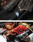 Black wide sleeve lion king pattern maxi dress detailed drawings-1