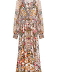 New arrival women's vintage floral silk dress front