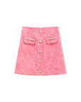 Pink chambray beaded short women's three-piece set the short skirt