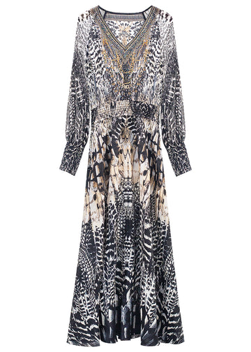 Women's vacation style leopard print dress front