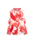 Red floral loong prints blouse front view