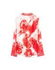 Red floral loong prints blouse back view