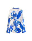 Blue floral loong prints blouse back view