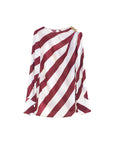 Red and white stripes flutter belt women's blouse front