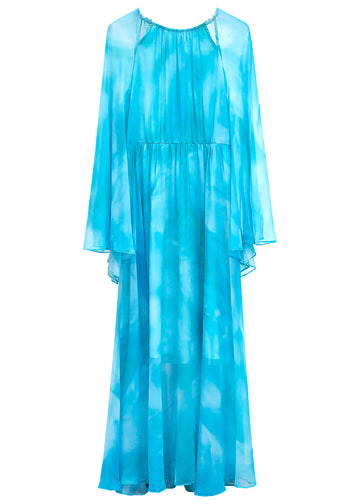 Blue shading vacation style maxi dress front view