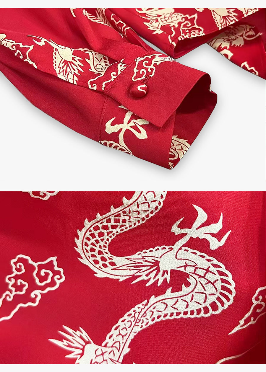 Auspicious clouds and flying dragons Chinese element blouse detailed drawings-1