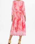Pink smudge prints long dress