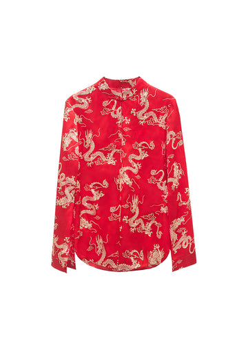Auspicious clouds and flying dragons Chinese element blouse front
