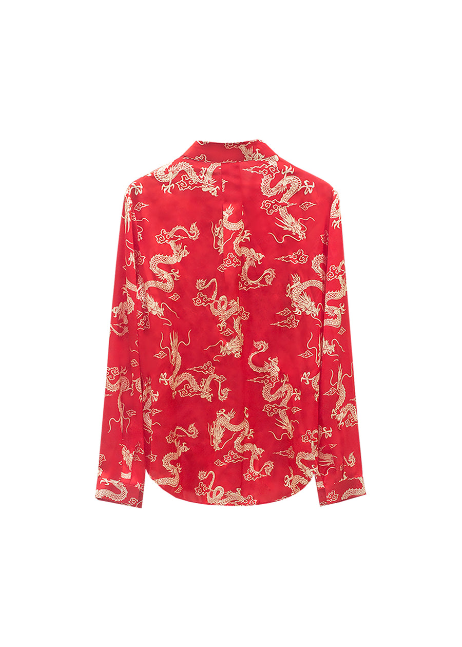 Auspicious clouds and flying dragons Chinese element blouse back