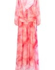 Pink smudge prints long dress front view