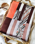 Orange long striped printed versatile long silk scarf-1