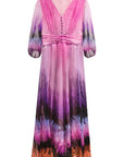 Purple half sleeve hemline women silk dress front
