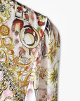 Pink V-neck leopard print silk dress detailed drawing