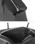 Black lychee grain cowhide women handbag details-1
