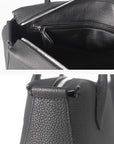 Black lychee grain cowhide women handbag details-2