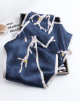 Blue rectangle godswood print women silk scarf-1