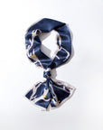 Blue rectangle godswood print women silk scarf