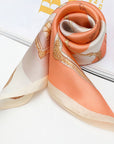 Orange square geometric print silk scarf-1